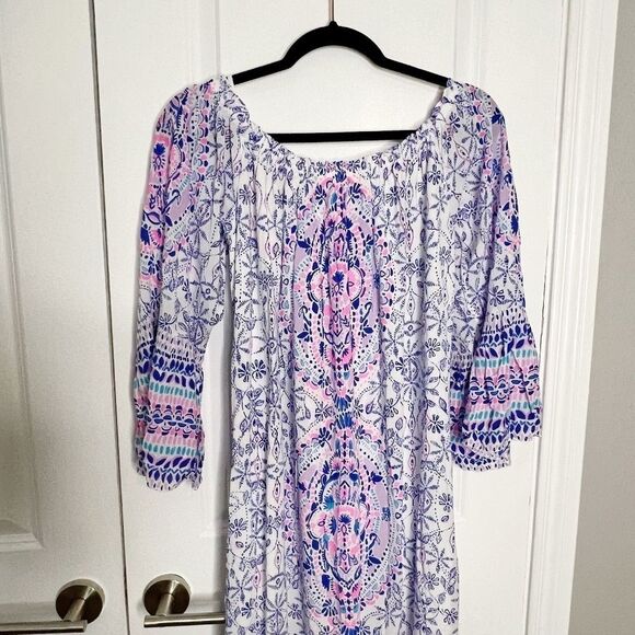 NEW Lilly Pulitzer ABIGALE OFF THE SHOULDER MIDI DRESS White Time To Shine SZ M - Picture 8 of 14